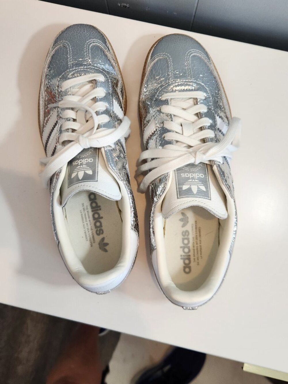 Adidas Samba silver metallic tennis athletic shoes - Picture 6 of 11